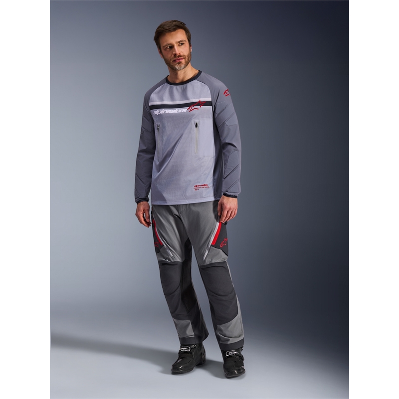 Camiseta de motocross Alpinestars Maxdura Dual gris claro-gris oscuro-naranja
