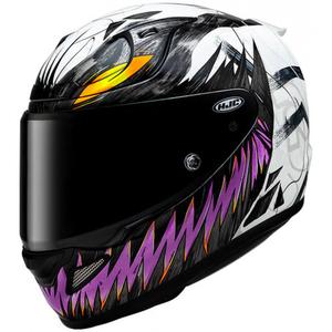 Casco integral de motocicleta HJC RPHA 12 Anti Venom 2 Marvel MC8 negro-blanco-morado