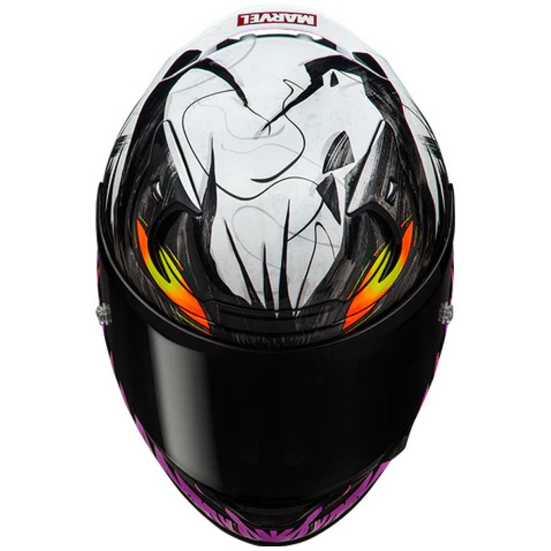 Casco integral de motocicleta HJC RPHA 12 Anti Venom 2 Marvel MC8 negro-blanco-morado