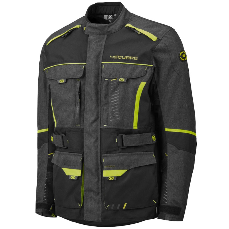 Chaqueta de moto 4SQUARE Trailer Craft gris-amarillo flúor