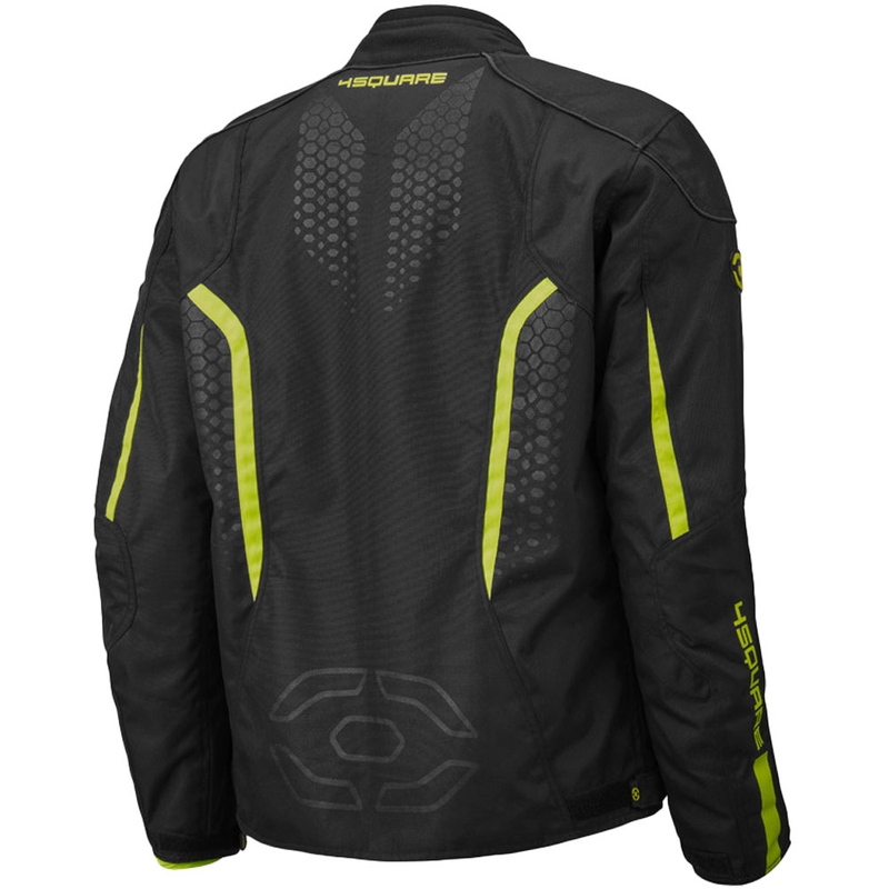 Chaqueta de moto 4SQUARE Sportster Dart negra-amarillo flúor