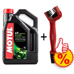 Juego de aceite Motul 5100 Ester 10W-40 de 4 l + cepillo de limpieza de cadena