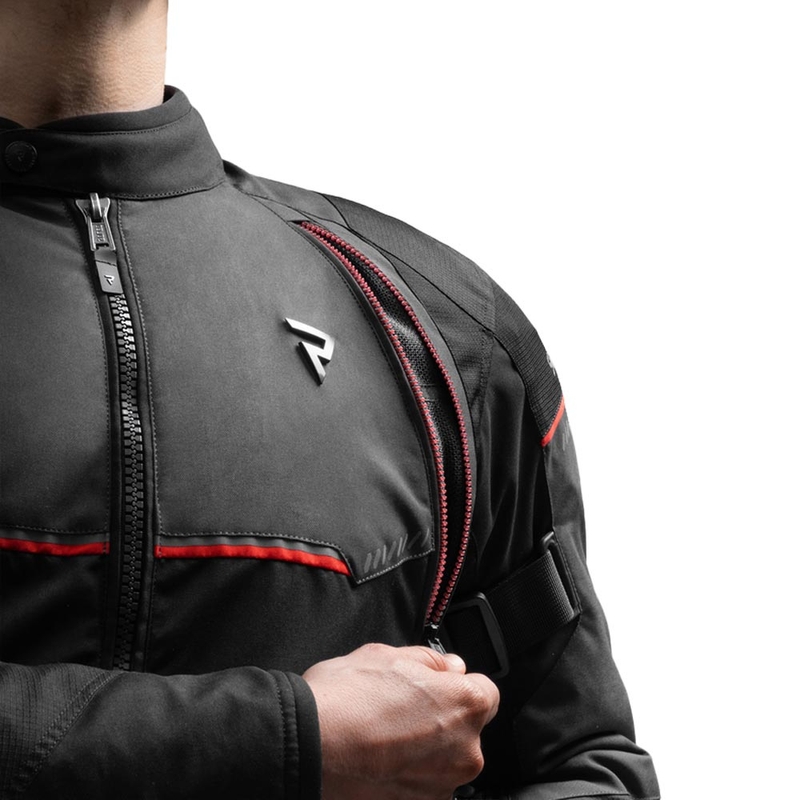 Chaqueta de moto Rebelhorn Swift negra-gris oscuro-roja