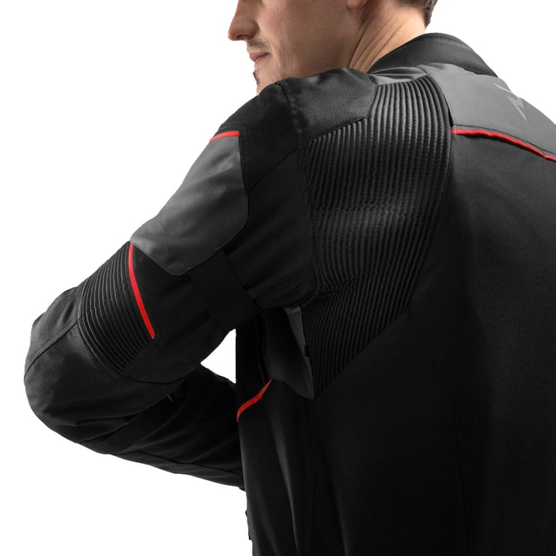 Chaqueta de moto Rebelhorn Swift negra-gris oscuro-roja
