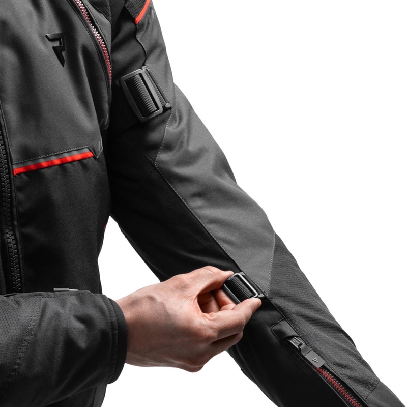 Chaqueta de moto Rebelhorn Swift negra-gris oscuro-roja