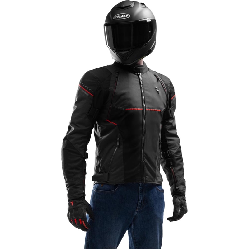 Chaqueta de moto Rebelhorn Swift negra-gris oscuro-roja