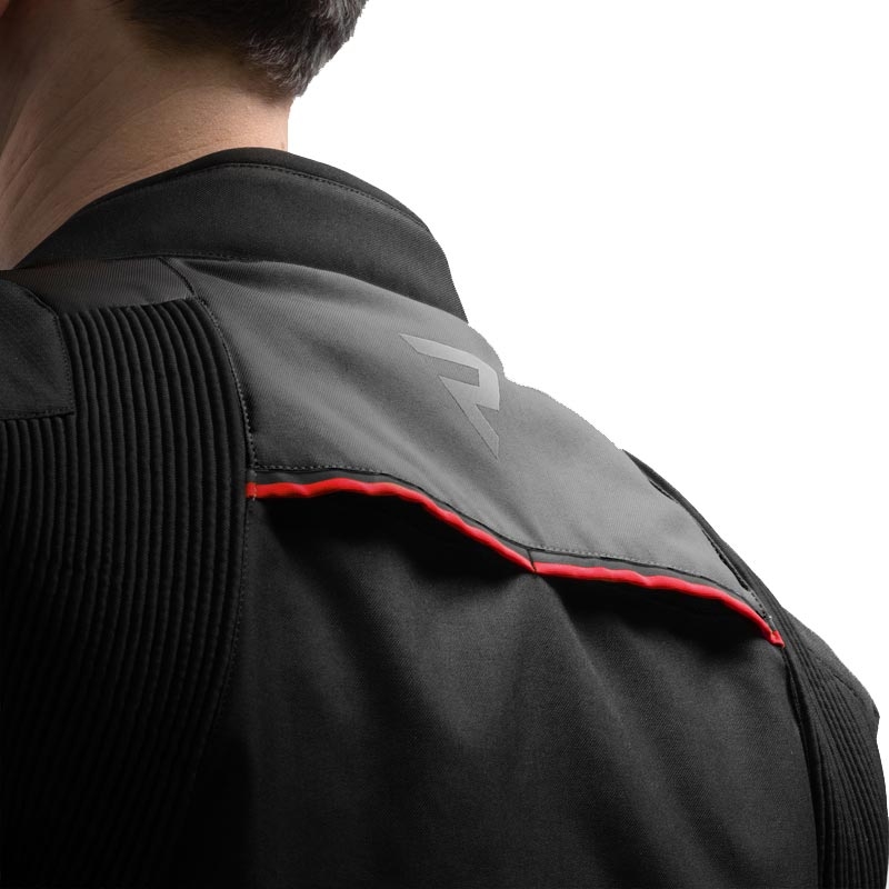 Chaqueta de moto Rebelhorn Swift negra-gris oscuro-roja