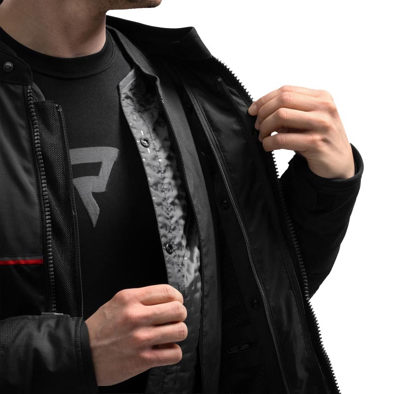 Chaqueta de moto Rebelhorn Swift negra-gris oscuro-roja