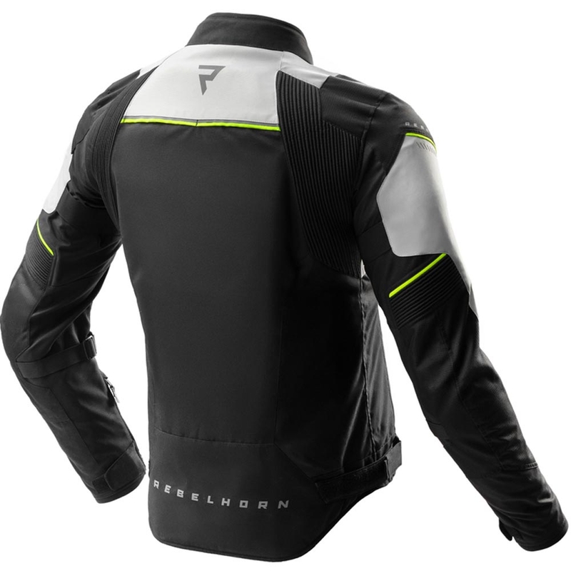 Chaqueta de moto Rebelhorn Swift gris claro-amarillo flúor