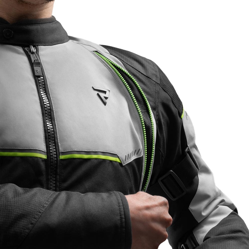 Chaqueta de moto Rebelhorn Swift gris claro-amarillo flúor