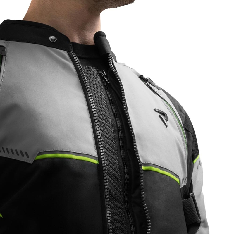 Chaqueta de moto Rebelhorn Swift gris claro-amarillo flúor