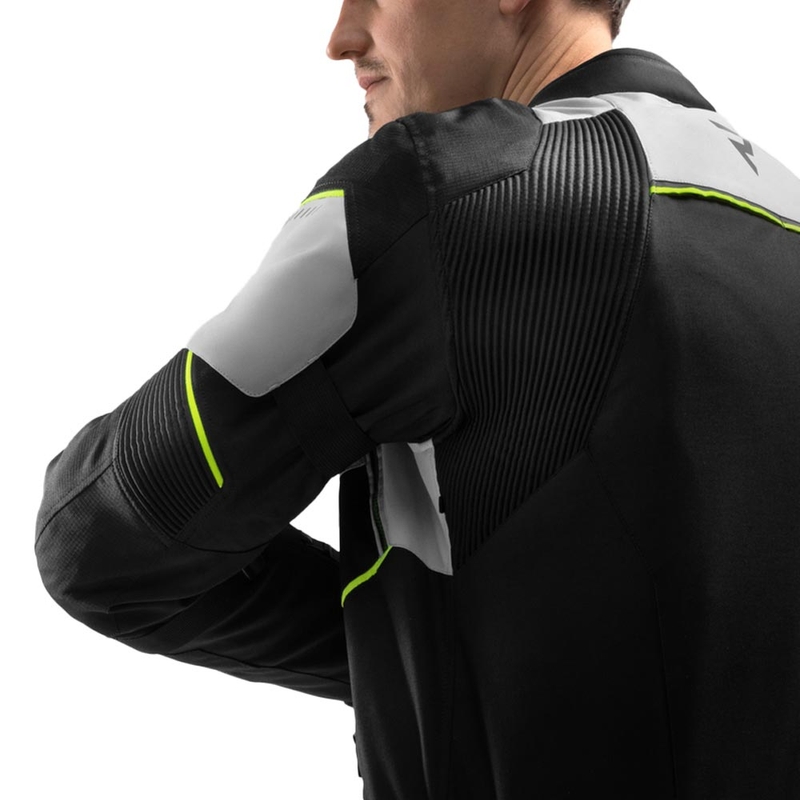 Chaqueta de moto Rebelhorn Swift gris claro-amarillo flúor