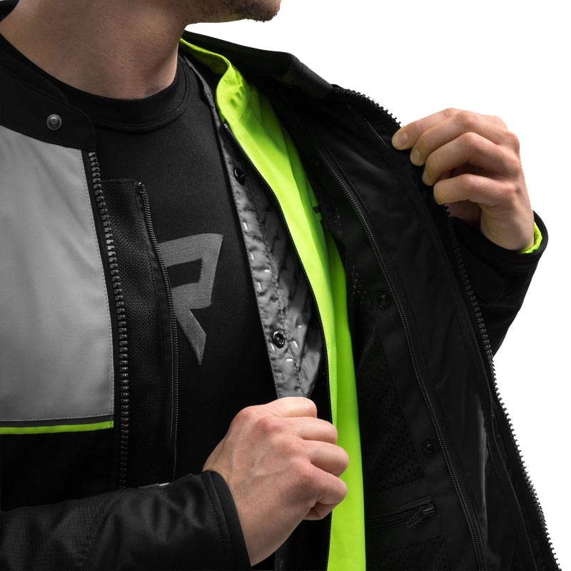 Chaqueta de moto Rebelhorn Swift gris claro-amarillo flúor