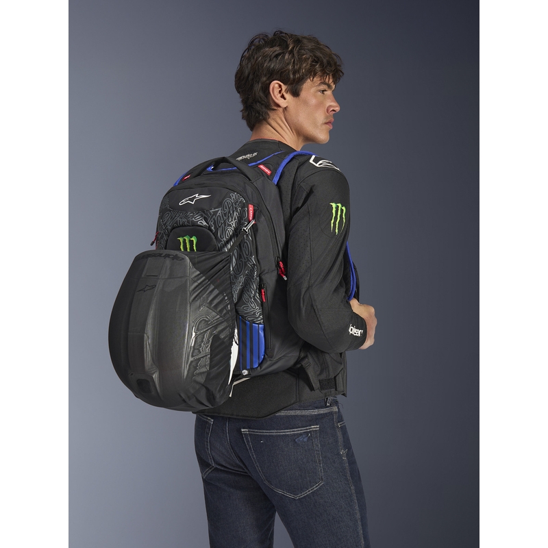 Mochila Alpinestars City Hunter V2 FQ20 Monster Collection, color negro, rojo flúor, azul y verde, 22 L. liquidación