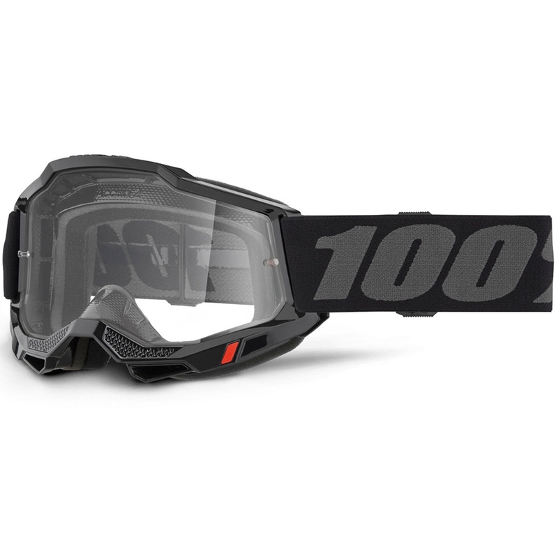 Gafas de motocross 100% ACCURI 2 OTG negras con plexiglás transparente