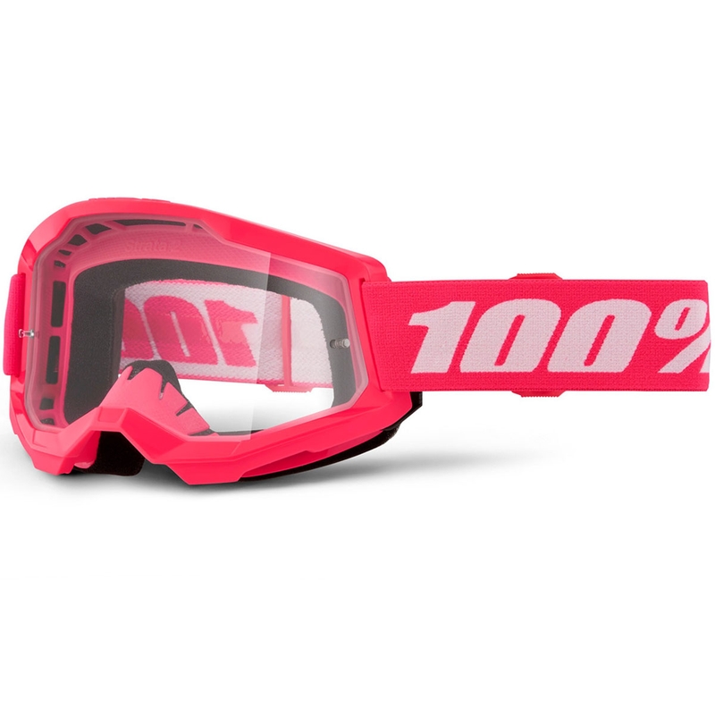 Gafas de motocross 100% STRATA 2 NUEVAS, color rosa con plexiglás transparente.