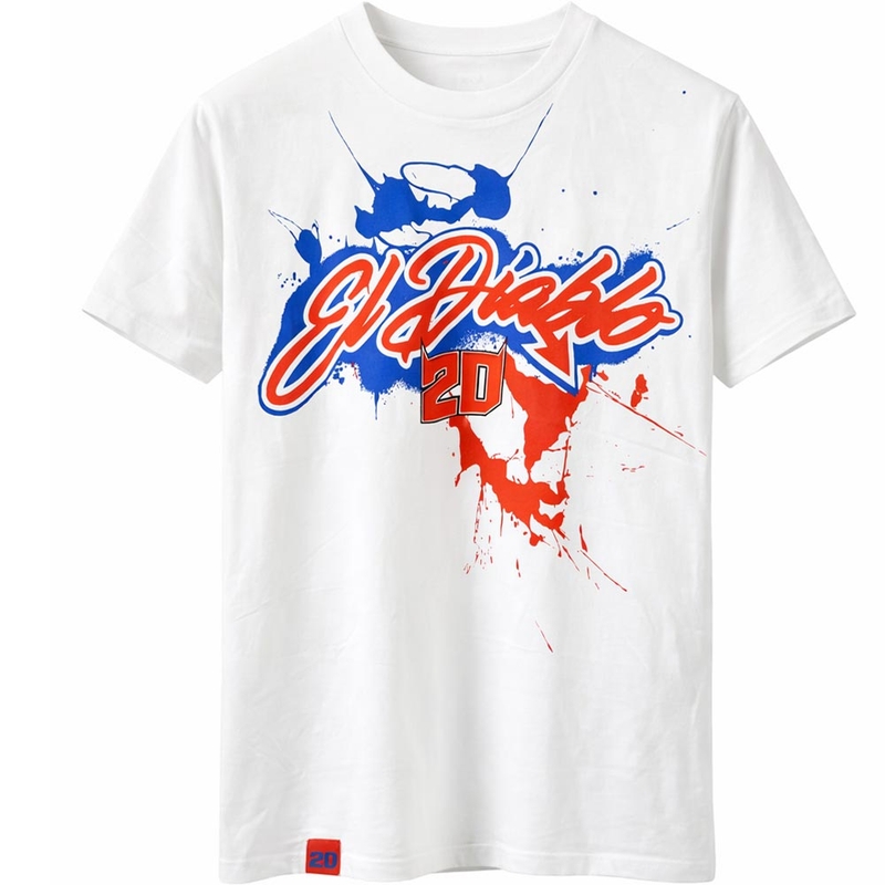 Camiseta Ducati Fabio Quartararo 20 con estampado colorido, color blanco.
