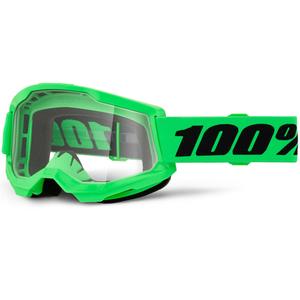 Gafas de motocross 100% STRATA 2 NUEVAS verde flúor con plexiglás transparente