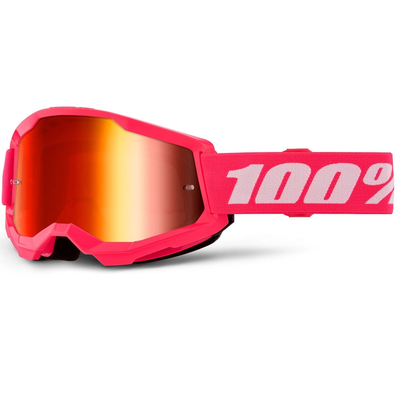 Gafas de motocross 100% STRATA 2 NUEVAS, color rosa con plexiglás rojo.