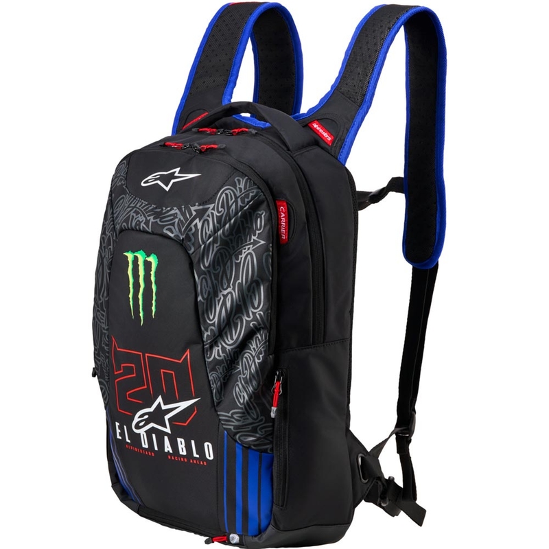 Mochila Alpinestars City Hunter V2 FQ20 Monster Collection, color negro, rojo flúor, azul y verde, 22 L. liquidación