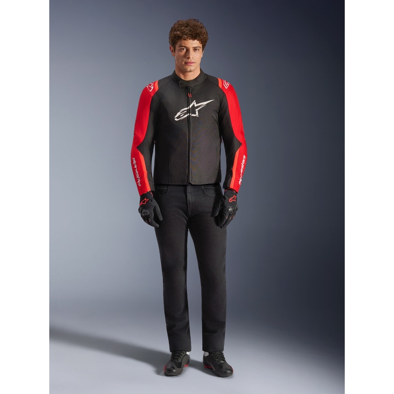 Chaqueta de moto impermeable Alpinestars T-SPS 2 en rojo, negro y blanco.