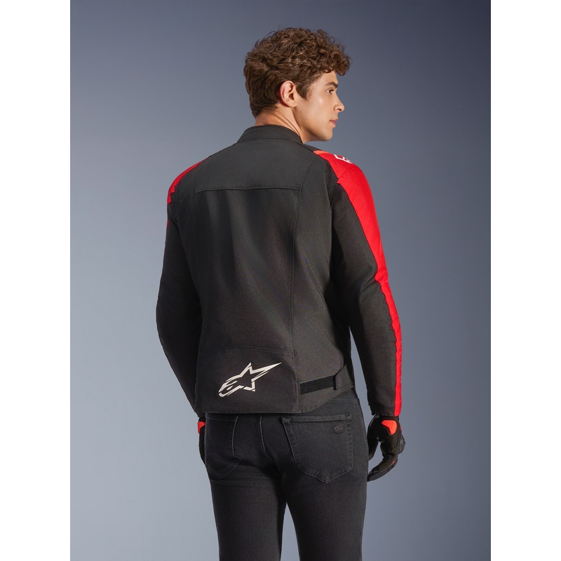 Chaqueta de moto impermeable Alpinestars T-SPS 2 en rojo, negro y blanco.