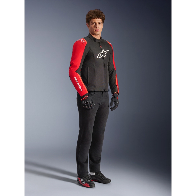 Chaqueta de moto impermeable Alpinestars T-SPS 2 en rojo, negro y blanco.