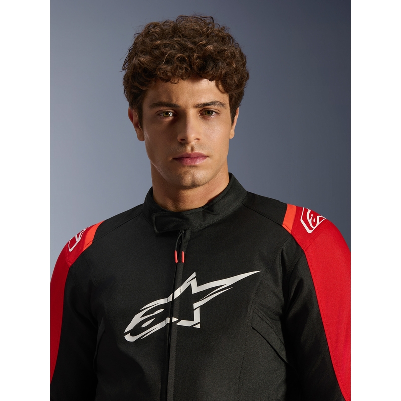 Chaqueta de moto impermeable Alpinestars T-SPS 2 en rojo, negro y blanco.
