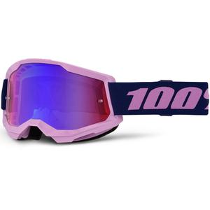 Gafas de motocross 100% STRATA 2 NUEVAS, color morado con plexiglás rojo-azul.