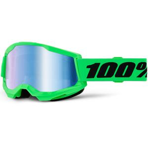 Gafas de motocross 100% STRATA 2 NUEVAS verde flúor con plexiglás azul