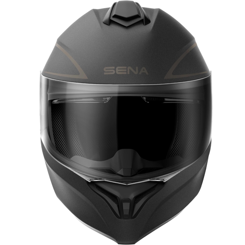 Casco de moto abatible con auriculares SENA Outrush R negro mate