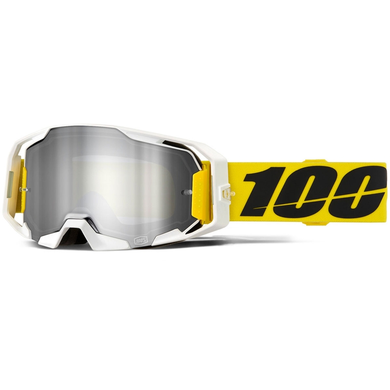 Gafas de motocross ARmatic Valera 100% con plexiglás plateado.