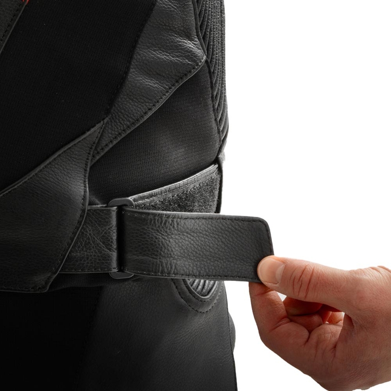 Chaqueta de moto de cuero Rebelhorn Inferno negra-rojo flúor