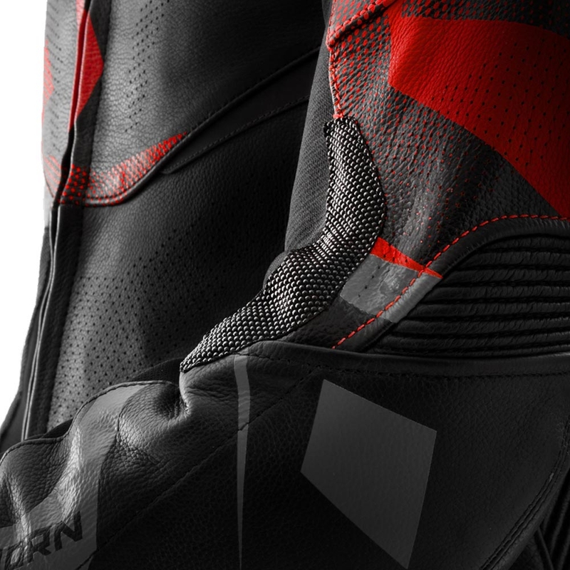Chaqueta de moto de cuero Rebelhorn Inferno negra-rojo flúor
