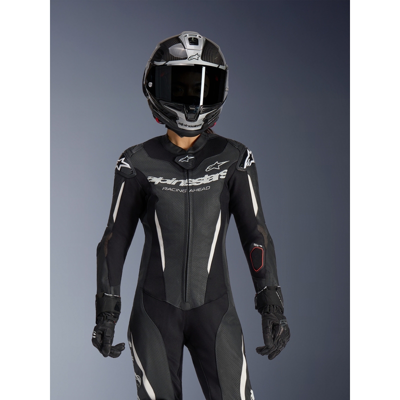 Mono de moto de cuero de una pieza para mujer Alpinestars Stella GP-R7, color negro.