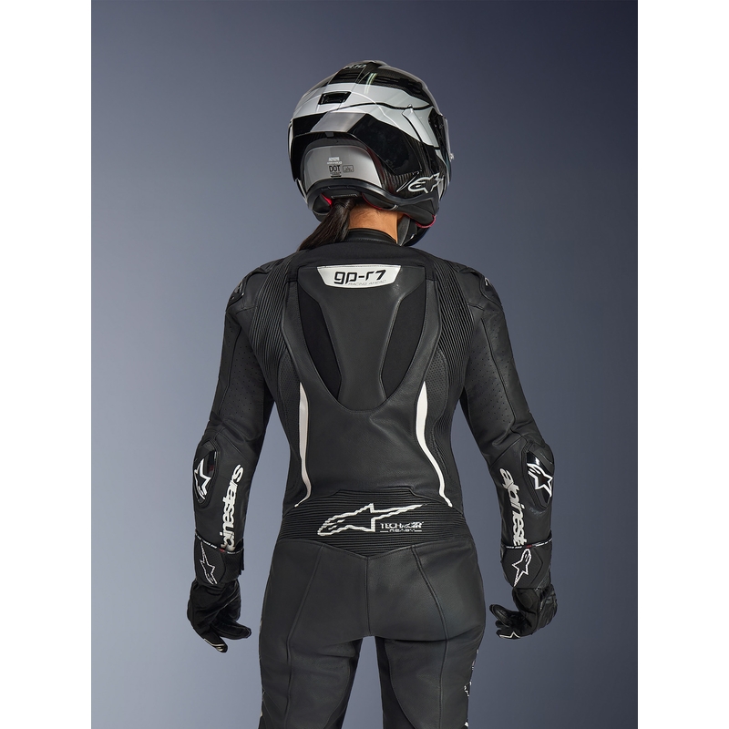 Mono de moto de cuero de una pieza para mujer Alpinestars Stella GP-R7, color negro.