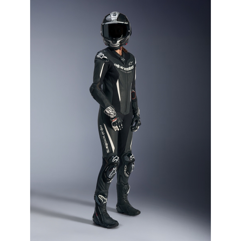Mono de moto de cuero de una pieza para mujer Alpinestars Stella GP-R7, color negro.