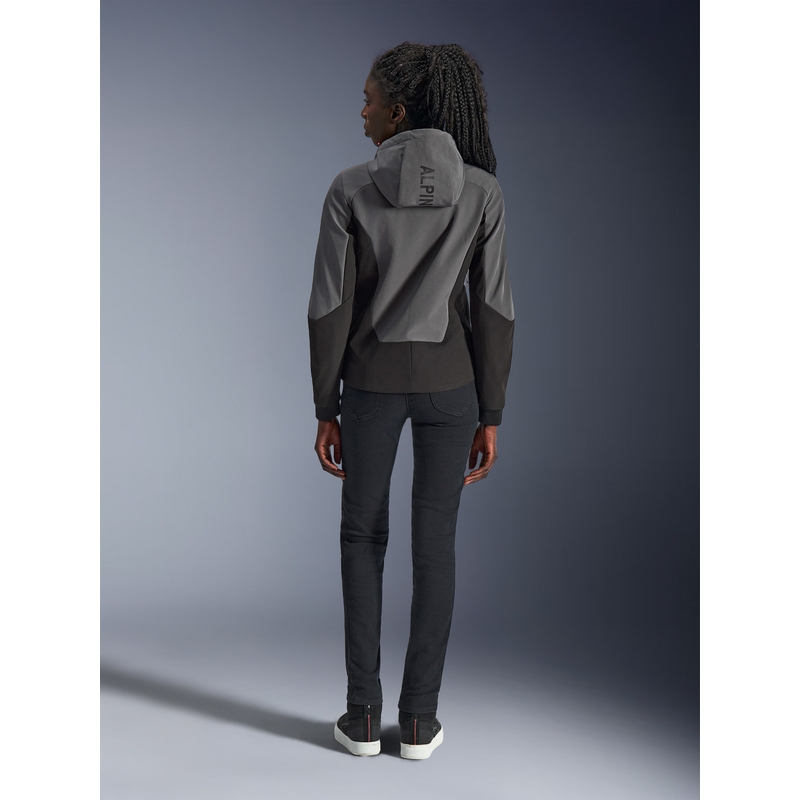 Sudadera con capucha Alpinestars Stella Radium Tech para mujer, chaqueta de moto gris oscuro-negro-rosa