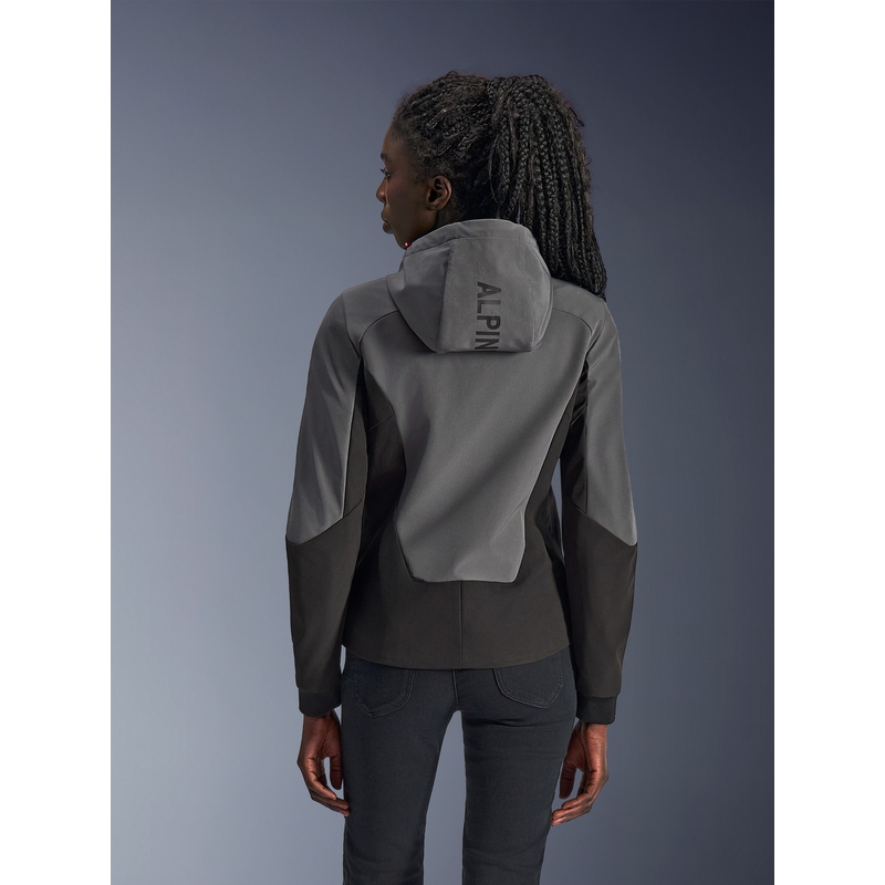 Sudadera con capucha Alpinestars Stella Radium Tech para mujer, chaqueta de moto gris oscuro-negro-rosa