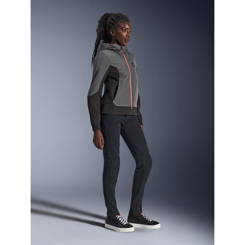 Sudadera con capucha Alpinestars Stella Radium Tech para mujer, chaqueta de moto gris oscuro-negro-rosa