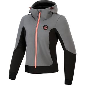 Sudadera con capucha Alpinestars Stella Radium Tech para mujer, chaqueta de moto gris oscuro-negro-rosa