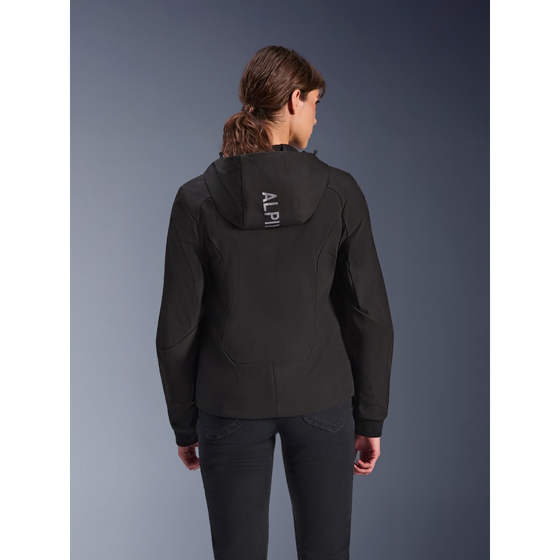 Chaqueta de moto Alpinestars Stella Radium Tech Hoodie para mujer, color negro.