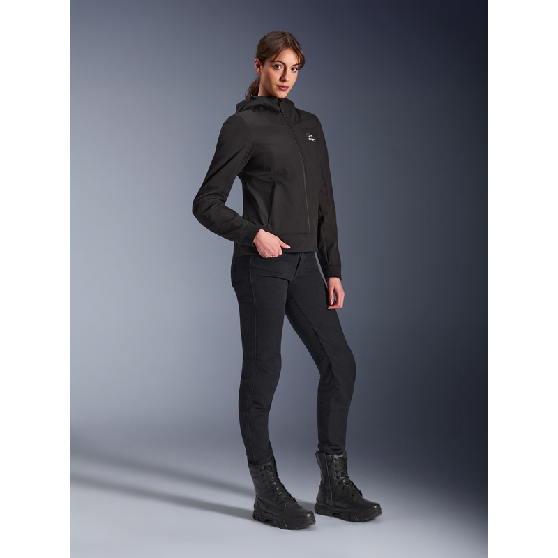 Chaqueta de moto Alpinestars Stella Radium Tech Hoodie para mujer, color negro.