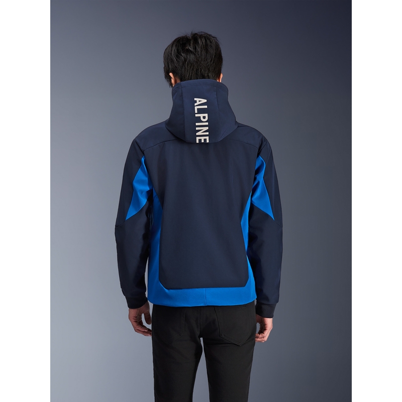 Sudadera con capucha Alpinestars Radium Tech para moto, color azul oscuro.