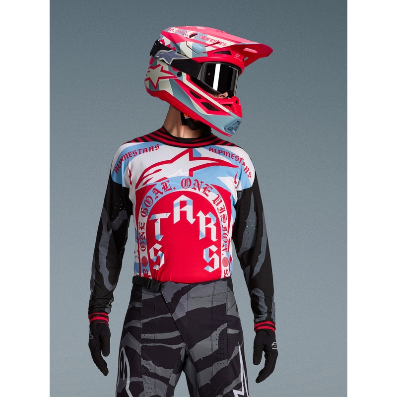 Camiseta de motocross Alpinestars Techstar edición limitada Beast Coast gris-negro-naranja