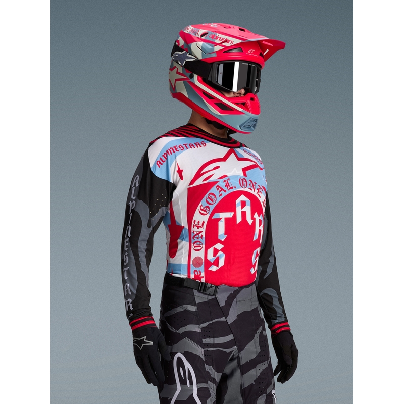 Camiseta de motocross Alpinestars Techstar edición limitada Beast Coast gris-negro-naranja