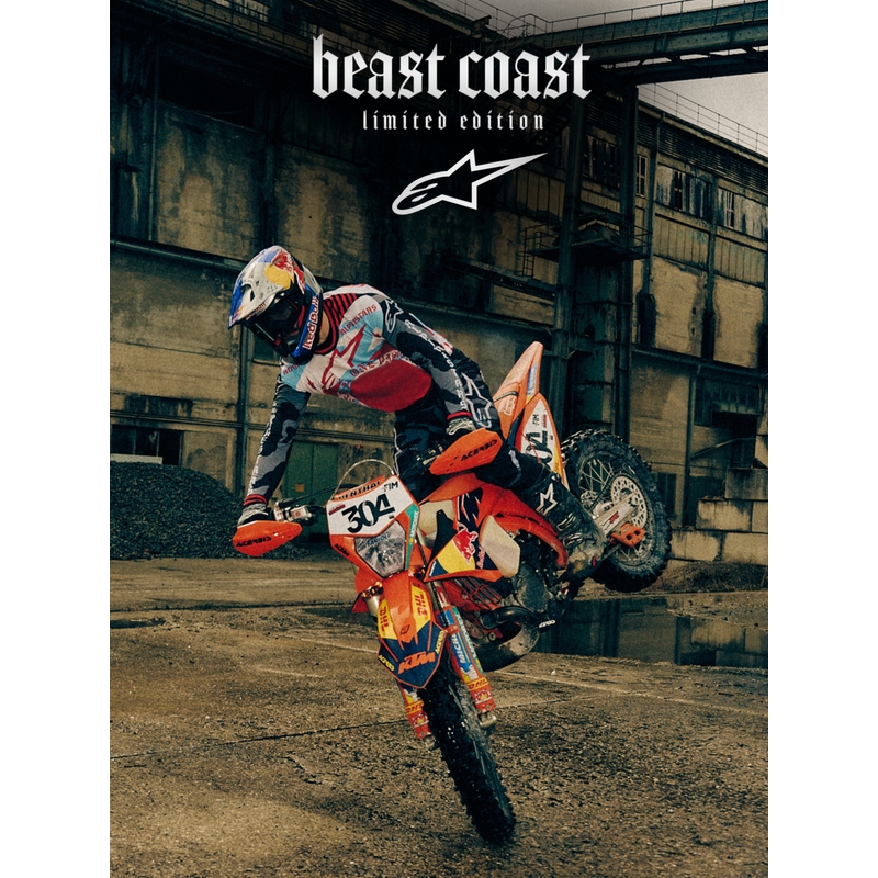 Camiseta de motocross Alpinestars Techstar edición limitada Beast Coast gris-negro-naranja