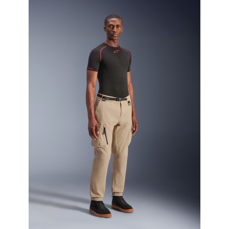 Pantalones cargo para moto Alpinestars Flex-AST, color beige claro.