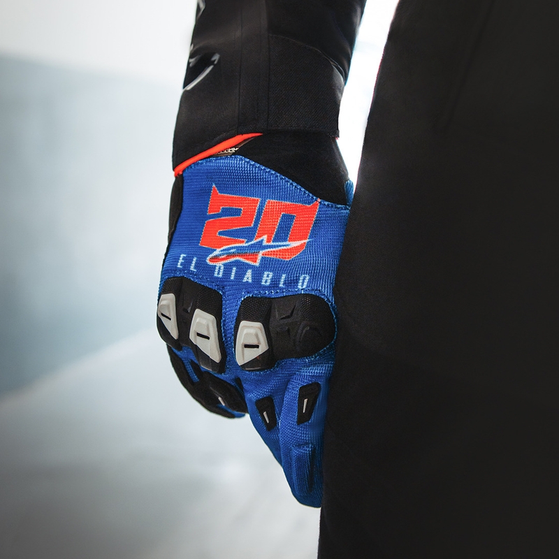 Guantes de moto Alpinestars SP X 1 FQ20, colección azul-negro-rojo flúor