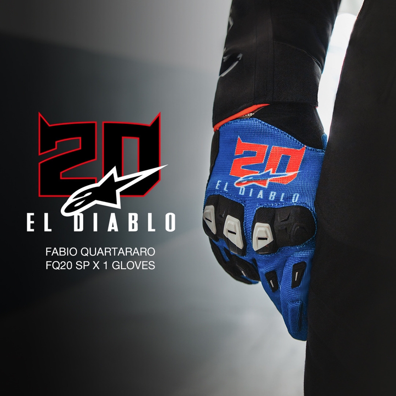 Guantes de moto Alpinestars SP X 1 FQ20, colección azul-negro-rojo flúor